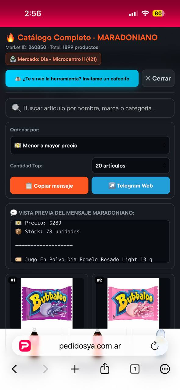 PrecioPeya funcionando en Orion en iPhone